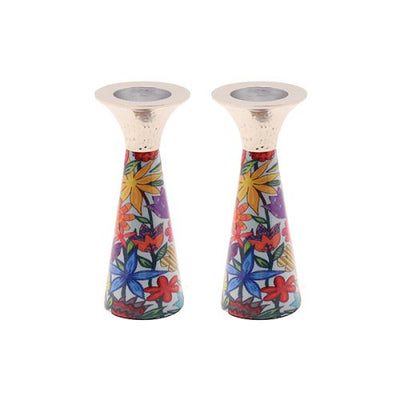 Cone Embossed Painted Short Candlesticks in 2 Designs - The Weitzman Museum Store - EMCSN2