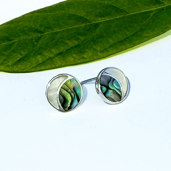 Crescent Moon Mini Studs - Sterling Silver & Mother of Pearl - The Weitzman Museum Store - SAN429EA