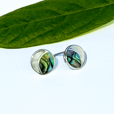 Crescent Moon Mini Studs - Sterling Silver & Mother of Pearl - The Weitzman Museum Store - SAN429EA
