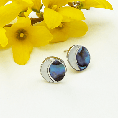 Crescent Moon Mini Studs - Sterling Silver & Mother of Pearl - The Weitzman Museum Store - SAN429EA