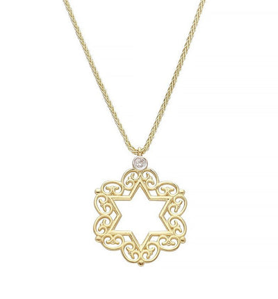 Crocheted 14K & Diamond Star of David Pendant - The Weitzman Museum Store - 521044