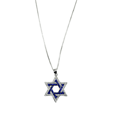 Crystal White/Blue Star of David Pendant - The Weitzman Museum Store - YASOR335C