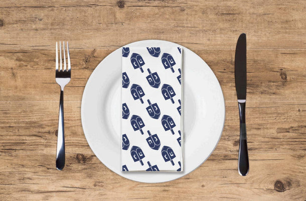 Denim Dreidel - Printed Guest Towel– Chanukah / Hanukkah - The Weitzman Museum Store - 