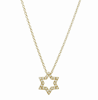 Diamond Pave Star Necklace in 14K Gold - The Weitzman Museum Store - FS607