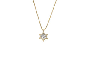 Double Star of David Pendant with Diamond and Chain – 14K Gold - The Weitzman Museum Store - 521059