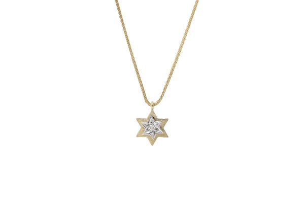 Double Star of David Pendant with Diamond and Chain – 14K Gold - The Weitzman Museum Store - 521059
