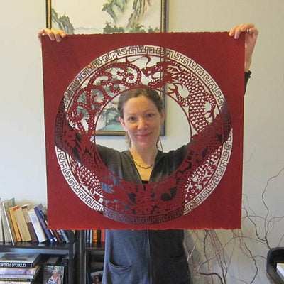 Dragon Ketubah in Burgundy with Gold by Melanie Dankowicz - The Weitzman Museum Store - 