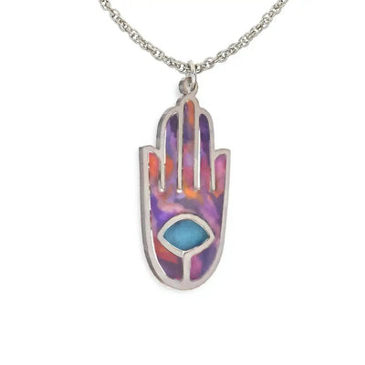 Elegant Purple Hamsa Necklace - The Weitzman Museum Store - 1432412PU