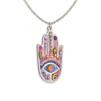 Elegant Purple Hamsa Necklace - The Weitzman Museum Store - 1432412PU