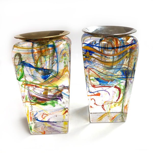 Fiesta Blown Glass Tower Candle Holders - The Weitzman Museum Store - 7 - 847384013279