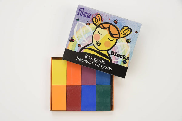 FILANA Organic Beeswax Crayons: 8 Rainbow Colors in Block - The Weitzman Museum Store - 