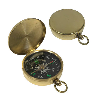 Flip - Top Solid Polished Brass Pocket Compass, 1 - 3/4" - The Weitzman Museum Store - 6498