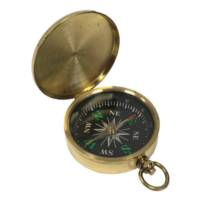 Flip - Top Solid Polished Brass Pocket Compass, 1 - 3/4" - The Weitzman Museum Store - 6498