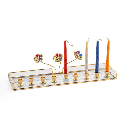 Glass Flowers Menorah