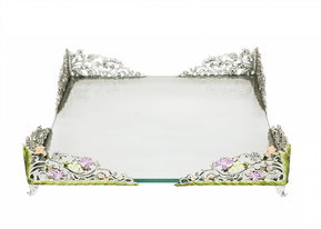 Freesia Glass and Pewter Matzah Plate - The Weitzman Museum Store - 7 - 847384009534