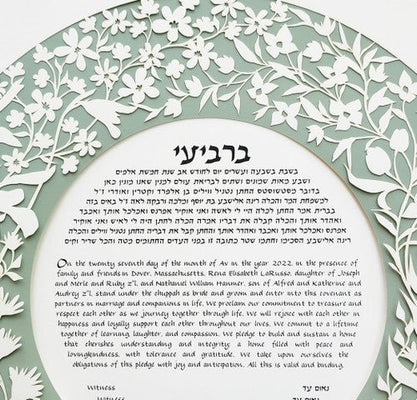 Garden Ketubah in Sage Green by Melanie Dankowicz - The Weitzman Museum Store - 