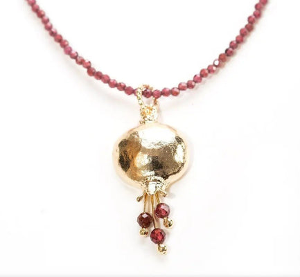 Garnet & Gold Vermeil Pomegranate Necklace - The Weitzman Museum Store - 529609