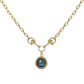 Gold Mini Labradorite & Horsebit Necklace - The Weitzman Museum Store - 7 - 847384019473