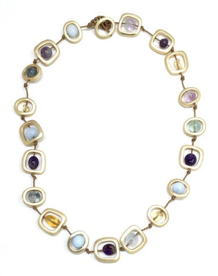 Gold w/Natural Stones Necklace - The Weitzman Museum Store - 410