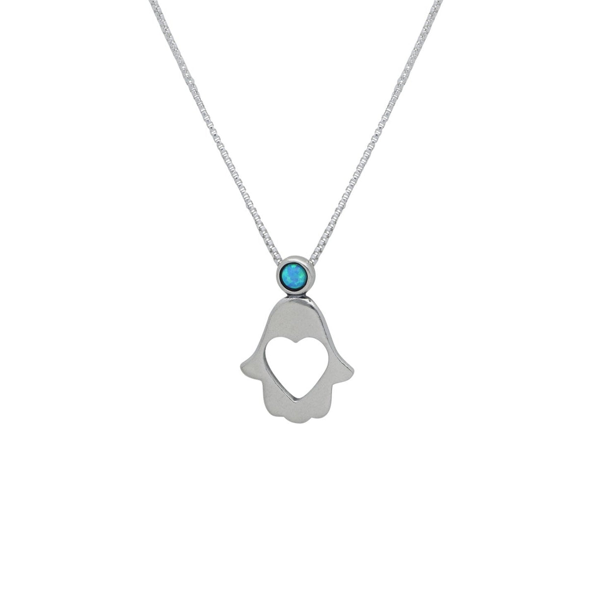 Hamsa Heart and Opal Necklace - The Weitzman Museum Store - 529732