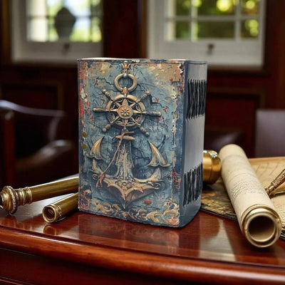 Handmade Nautical Leather Journal: Anchor & Ship Wheel - The Weitzman Museum Store - 