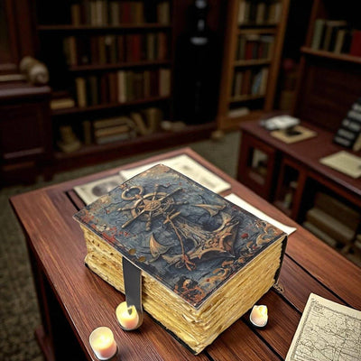 Handmade Nautical Leather Journal: Anchor & Ship Wheel - The Weitzman Museum Store - 