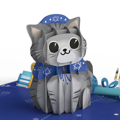 Happy Hanukkah Cat Pop - Up Card - The Weitzman Museum Store - LP3317