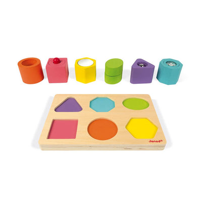 I Wood | Shapes & Sounds | 6 Block Puzzle | 12 Months+ - The Weitzman Museum Store - J05332