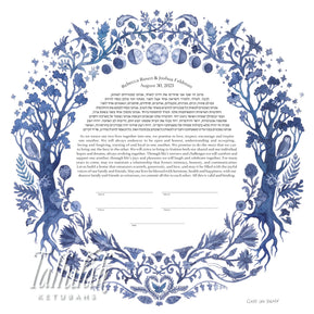 Indigo Celestial Wreath Ketubah by Claire Luce Baldwin - The Weitzman Museum Store - 