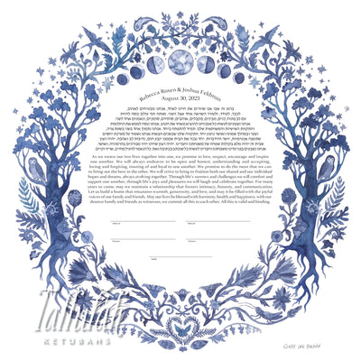 Indigo Celestial Wreath Ketubah by Claire Luce Baldwin - The Weitzman Museum Store - 