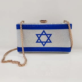 Israel Flag Rhinestone Clutch - The Weitzman Museum Store - 