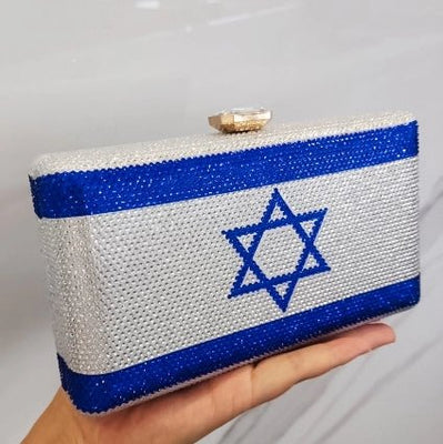 Israel Flag Rhinestone Clutch - The Weitzman Museum Store - 