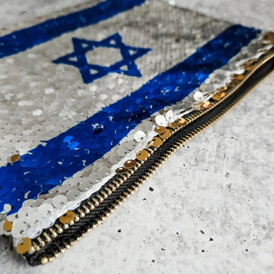 Israel Flag Sequin Cosmetic Bag - The Weitzman Museum Store - 