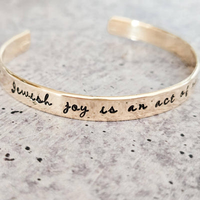 Jewish Joy Is an Act of Resistance Adjustable Cuff Bracelet - The Weitzman Museum Store - 