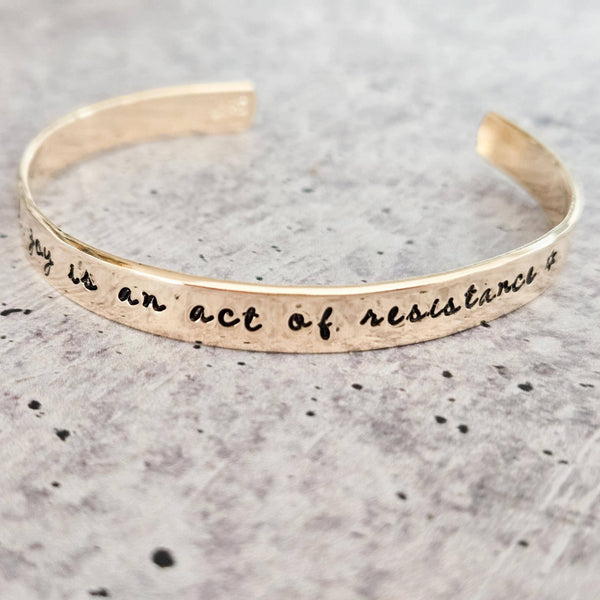 Jewish Joy Is an Act of Resistance Adjustable Cuff Bracelet - The Weitzman Museum Store - 