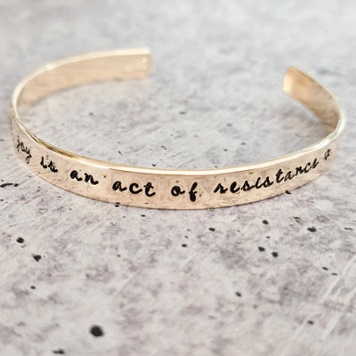 Jewish Joy Is an Act of Resistance Adjustable Cuff Bracelet - The Weitzman Museum Store - 