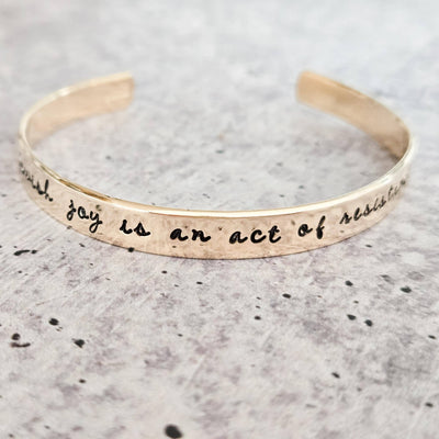 Jewish Joy Is an Act of Resistance Adjustable Cuff Bracelet - The Weitzman Museum Store - 