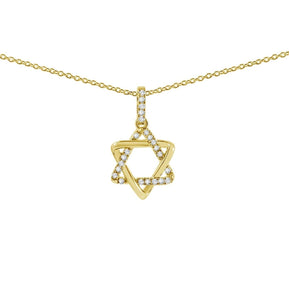 Jewish Star Necklace in 14K Gold with Diamonds - The Weitzman Museum Store - FS7y