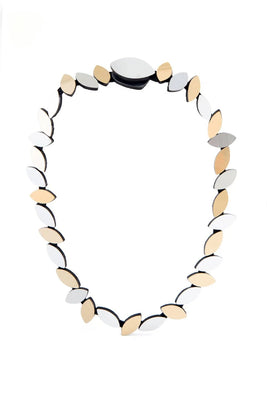Kate Round Leaves Necklace Silver + Gold - The Weitzman Museum Store - KT08SG - JN