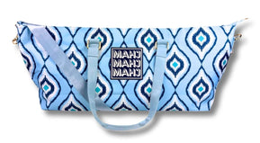 Large Mahjong Tote Bag - Blue Ikat Design w/Straps - The Weitzman Museum Store - PREMIUMTOTEBLUE