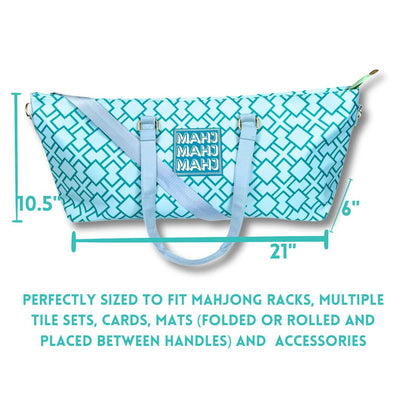 Large Mahjong Tote Bag - Green Geometric Design w/Straps - The Weitzman Museum Store - PREMIUMTOTEGREEN