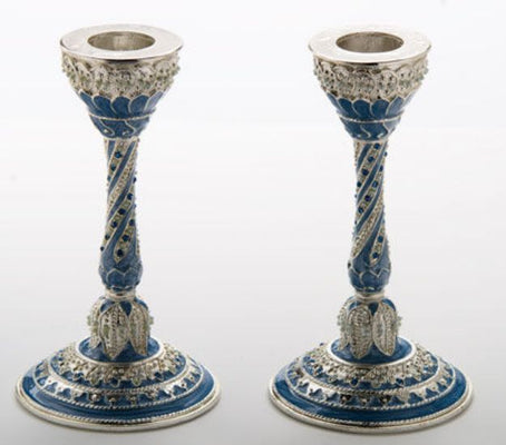 Light Blue Jeweled Candle Sticks - The Weitzman Museum Store - 652