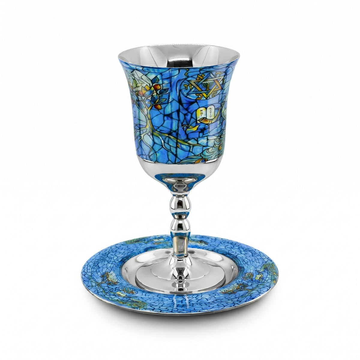 Light Blue Vitraj Kiddush Cup - The Weitzman Museum Store - MCKC1074