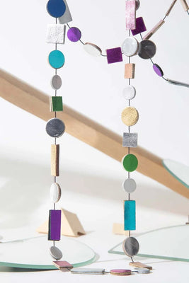 Long Bauhaus Necklace - Silver & Rainbow - The Weitzman Museum Store - BH30SLRB-JN