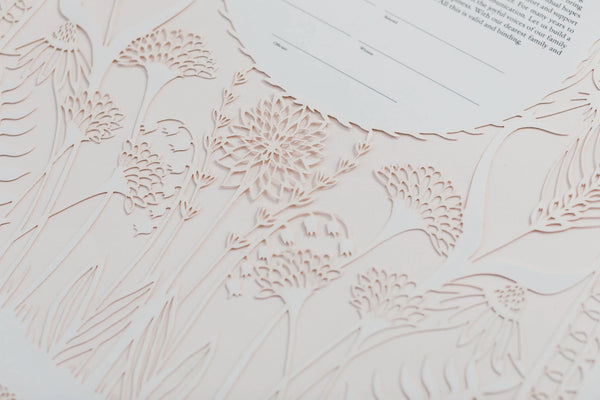 Love Birds in the Garden Papercut Ketubah by Annie Howe - The Weitzman Museum Store - 