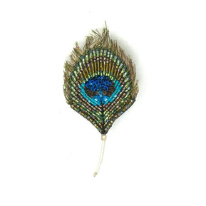 Luminous Peacock Feather Brooch Pin - The Weitzman Museum Store - 