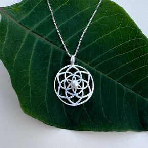 Mandala Pearl Necklace - Sterling Silver - The Weitzman Museum Store - SAN361NE