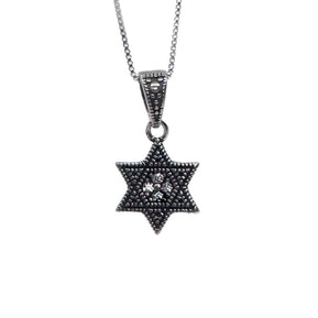 Marcasite Star of David Necklace 7/16" - The Weitzman Museum Store - AVJ - 171