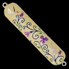 Medium Cream Jeweled Mezuzah Case - The Weitzman Museum Store - 1288
