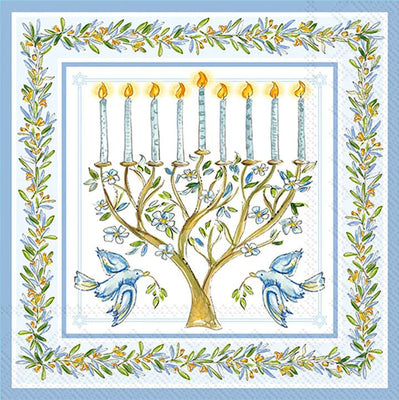 Menorah Doves Lunch Napkins - The Weitzman Museum Store - L059300